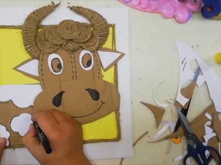 废旧纸箱创意手工一一奶牛#创意美术 #手工制作 #手工 #创意 #亲子手工 #手工diy #画画的南北
