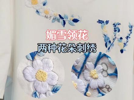 媚雪领花刺绣教程(二)🪡长短针绣&缎面绣🌸两种花朵刺绣,您都掌握了吗~#刺绣diy #t恤刺绣 #快来分享你的刺绣技巧 #创作者中心 #创作灵感@抖音小助手