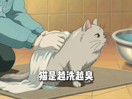 原来猫洗澡越勤皮肤越差,冬天两三个月洗一次才科学! #猫咪清洁 #宠物护理 #猫洗澡误区 #宠物湿巾手套 #科学养猫