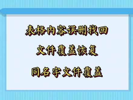 表格文档内容误删后保存或者被同名字文件覆盖恢复 #数据恢复 #内容覆盖 #同名字替换 #表格内容恢复 #误保存 excel,word误保存覆盖了原文件如何恢复?重要文件误删覆盖找回。
