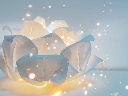 会发光的折纸莲花,当做小夜灯真的超有氛围感,快叫姐妹给你安排#手工 #折纸 #手工diy #教程 #莲花灯