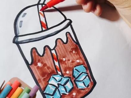 #儿童简笔画 #简笔画 #简笔画简笔画教程 来杯冰可乐吗?简单可爱的可乐画法哦!