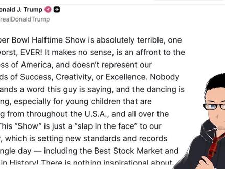 🤬🏈特朗普破防了!怒喷「美国春晚」被白左变成「拉美春晚」 :全程没英文!堪称「史上最烂」