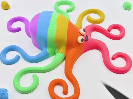 手工制作深海八爪鱼,你喜欢吗?#diy #太空沙彩泥
