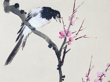 简单易学的《喜鹊画法》,你学会了吗?#国画教程 #零基础学国画 #谁说国画不抖音 #国画入门教学