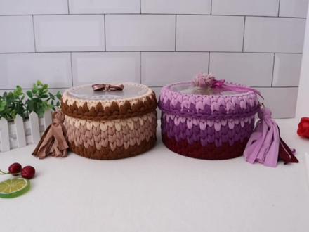 布条线手工编织收纳筐视频教程