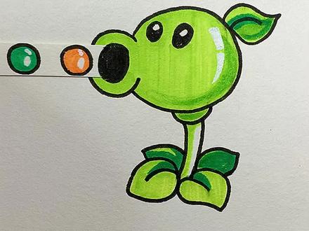 画发射豆子的豌豆射手#简笔画 #一学就会系列 #零基础学画画 #植物大战僵尸简笔画 @DOU+小助手 @抖音小助手