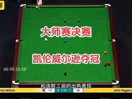 斯诺克大师赛决赛结束,凯伦威尔逊以10比6击败约翰希金斯,首次夺得大师赛冠军,同时也获得35万英镑的奖金!#斯诺克#凯伦威尔逊#希金斯#大师赛#赵心童