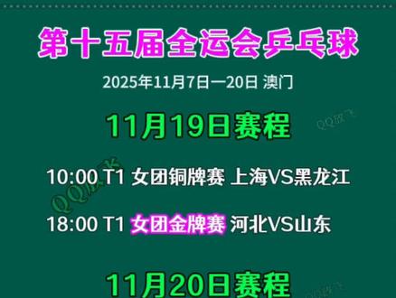 2025年全运会乒乓球11月19日一20日赛程