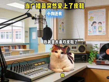当广播员突然爱上了皮鞋 #猫meme #音乐 #擦皮鞋 #巴啦啦小魔仙 #拼好歌