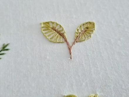 刺绣基础针法学习,飞羽绣绣树叶 #刺绣教程 #手工diy #手工 #刺绣 #手绣刺绣
