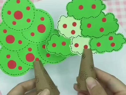 卡纸做春天的小树#儿童手工 #创意手工 #亲子手工 #幼儿园手工