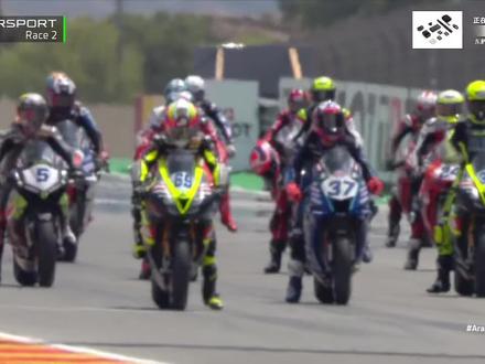 WSBK阿拉贡站第二回合,53号德比斯发车很不妙,被接连超车