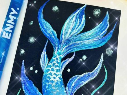 30秒教你 闪亮蓝锦鲤🐟 #马克笔绘画 #锦鲤 #绘画教程 #手绘#恩米爆闪马克笔