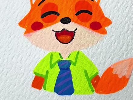 慢速版尼克狐尼克,快来一起画起来吧 #零基础学画画 #绘画过程 #一学就会#尼克狐尼克