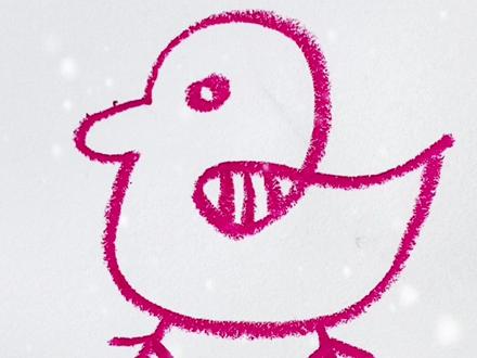 雪地画一只小鸭子#简笔画#简笔画教程 #雪地画