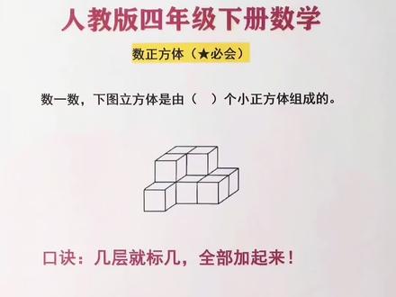 人教版四年级下册数学第二单元~数正方体总出错??试试速记小口诀,秒出答案不丢分#数学思维 #小学数学 #每天跟我涨知识 #四年级 #数学题