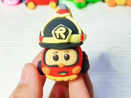 勇敢正义的消防车罗伊粘土教程来喽#粘土手工 #清明惜当下 #亲子 #变形警车珀利