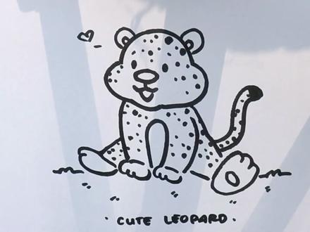 儿童简笔画画小动物 一只可爱的小猎豹 简单好学的幼儿绘画