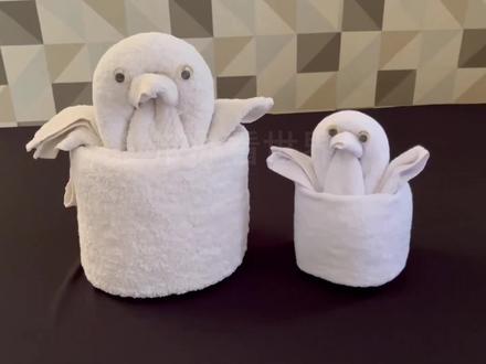 可爱企鹅教程来喽#毛巾造型