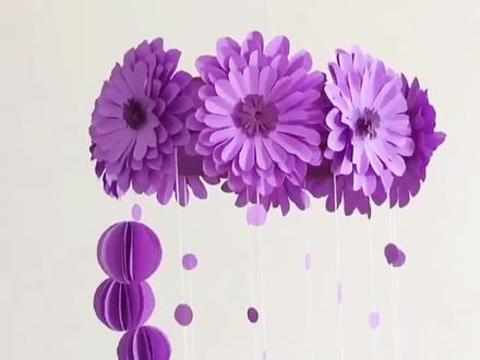 手工:漂亮的紫色绣球花风铃挂饰制作