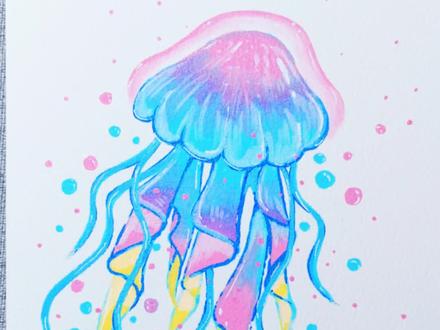 粉蓝水母怎么画|丙烯马克笔
#马克笔手绘 #水母画 #跟着抖音学画画 #零基础学画画 #绘画教程