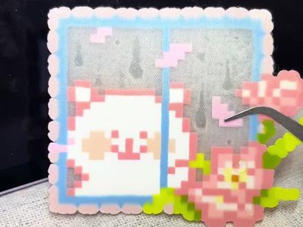 解锁拼豆的雨滴花窗效果~#拼豆 #拼豆教程 #拼豆豆拼图玩具提高孩子益智力 #自嘲熊 #手作diy