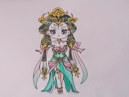 云想衣裳花想容,春风拂槛露华浓。一分钟画杨玉环。#画杨玉环 #王者荣耀杨玉环 #q版动漫人物 #零基础学画画