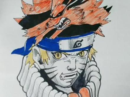 教你手绘火影人物鸣人加九尾。#火影忍者 #手绘 #手绘教程 #火影壁纸 #火影 #火影忍 #鸣人