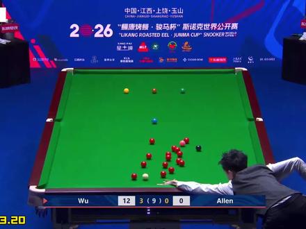 玉山公开赛:吴宜泽开挂准度再轰破百,4:0直取赛点打懵艾伦#斯诺克 #台球 #吴宜泽 #玉山世界公开赛