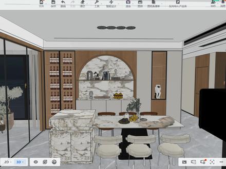 在酷家乐中如何做这样的灯带圆弧柜体呢?板件编辑功能用起来!#全屋定制 #餐厅设计 @DOU+小助手