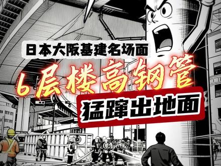 6层楼高钢管猛窜出地面!大阪基建名场面~ #日本大阪一地下管道冲出地面18米 #日本一地下管道冒出18米直冲高架桥 #工程名场面 #大鹅的歪果八卦时间