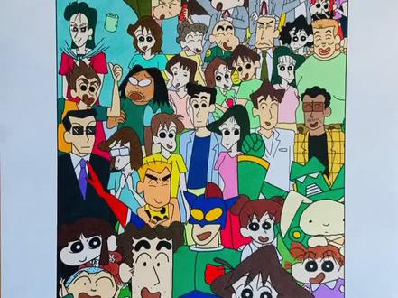 蜡笔小新全家福来啦#抖音小助手 #不限流 #手绘