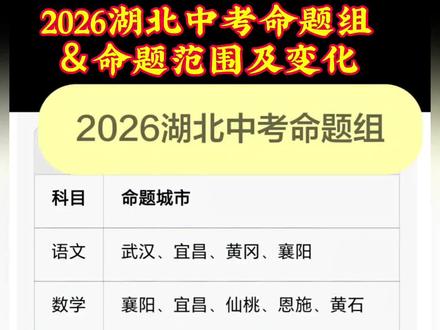 2026年湖北中考命题组和考试范围公布,越来越近了,加油#中考#学习#数学#家长必读