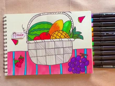 夏天到了 @你的好朋友 来画一个水果篮子吧,看着就有夏天的感觉!#热门 #一起学画画 #简笔画 @DOU+小助手