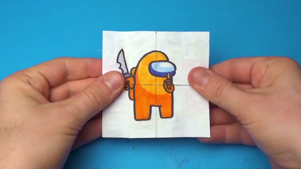 太空狼人游戏折纸手工_太空人拿刀折纸