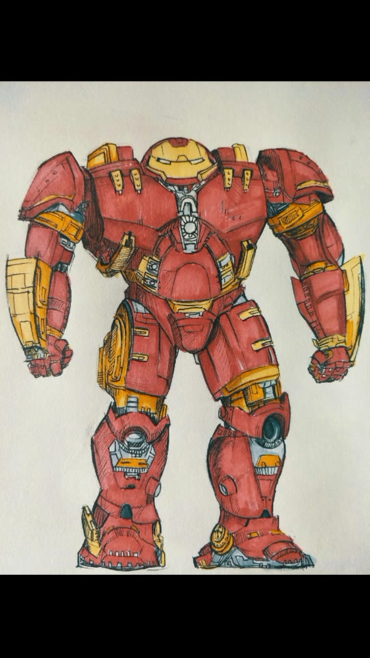 学画钢铁侠反浩克装甲