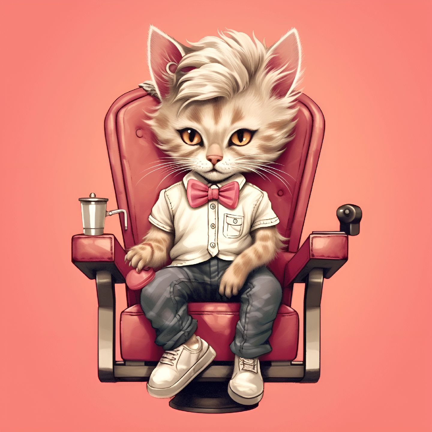 它用柔软的爪子打造每一位客人的完美发型.