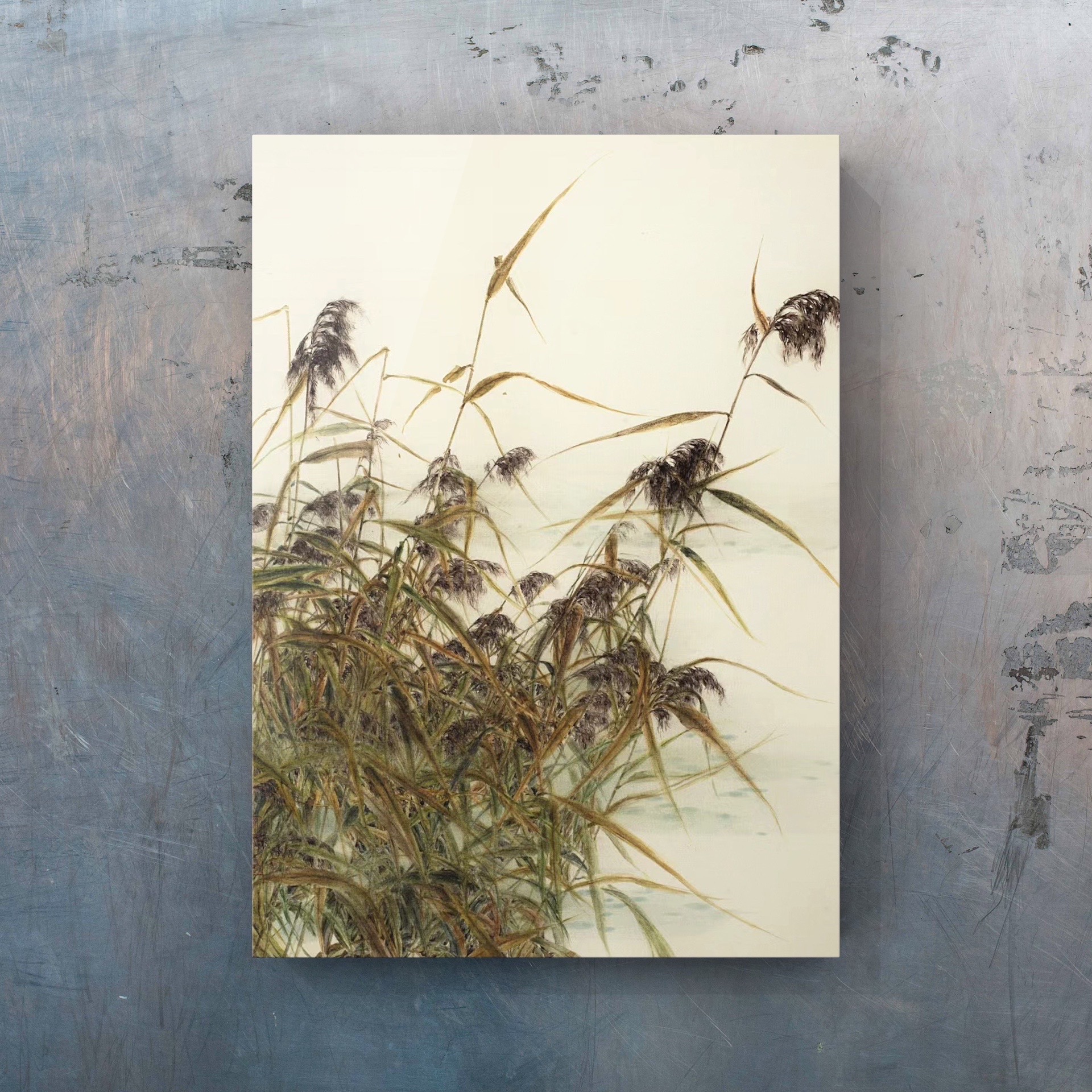 太子妃画画:蒹葭45×34cm绢本设色#原创作品 #玄关画装饰画 #家居装饰