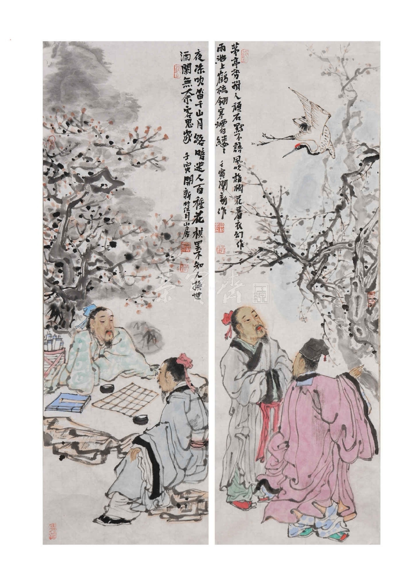 赵开新画家:小写意人物画小品(34x69cm)#画画