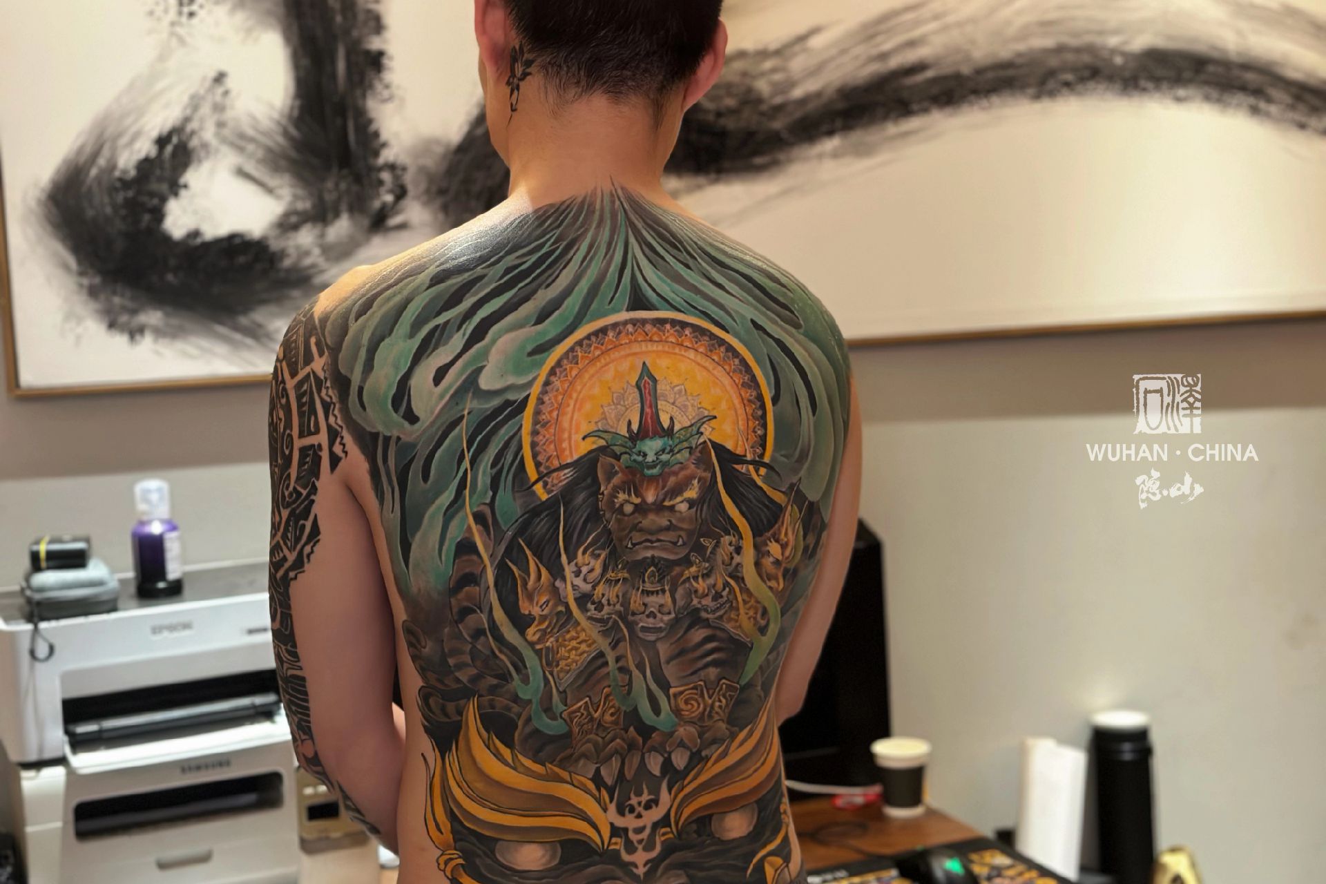 武汉隐山tattoo(作品号):山海经-陆吾   #tattoo #纹身 #满背 #东方