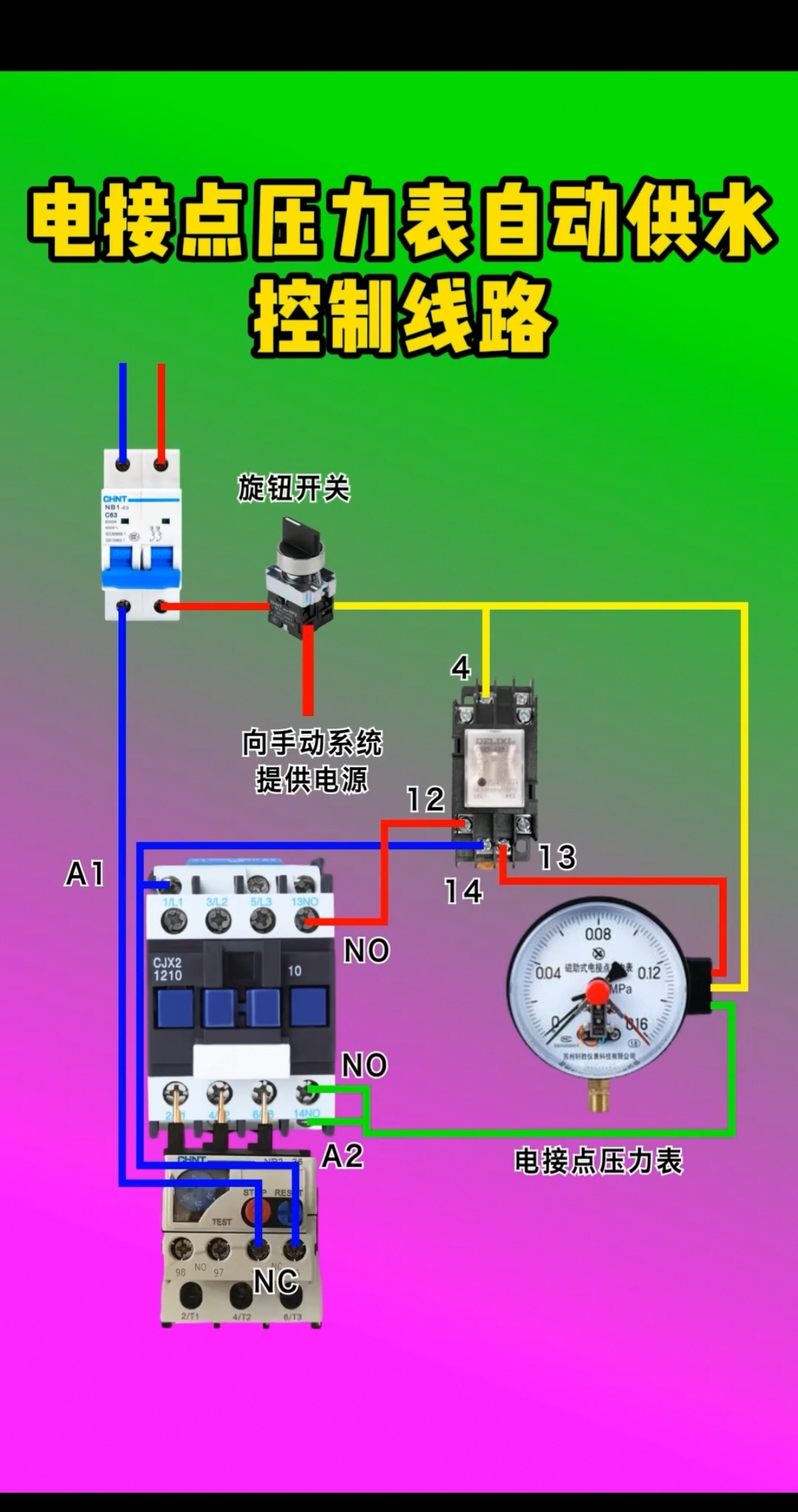 南京电工家庭维修:#电工知识 #零基础学电工 #电工接线 电接点压力表
