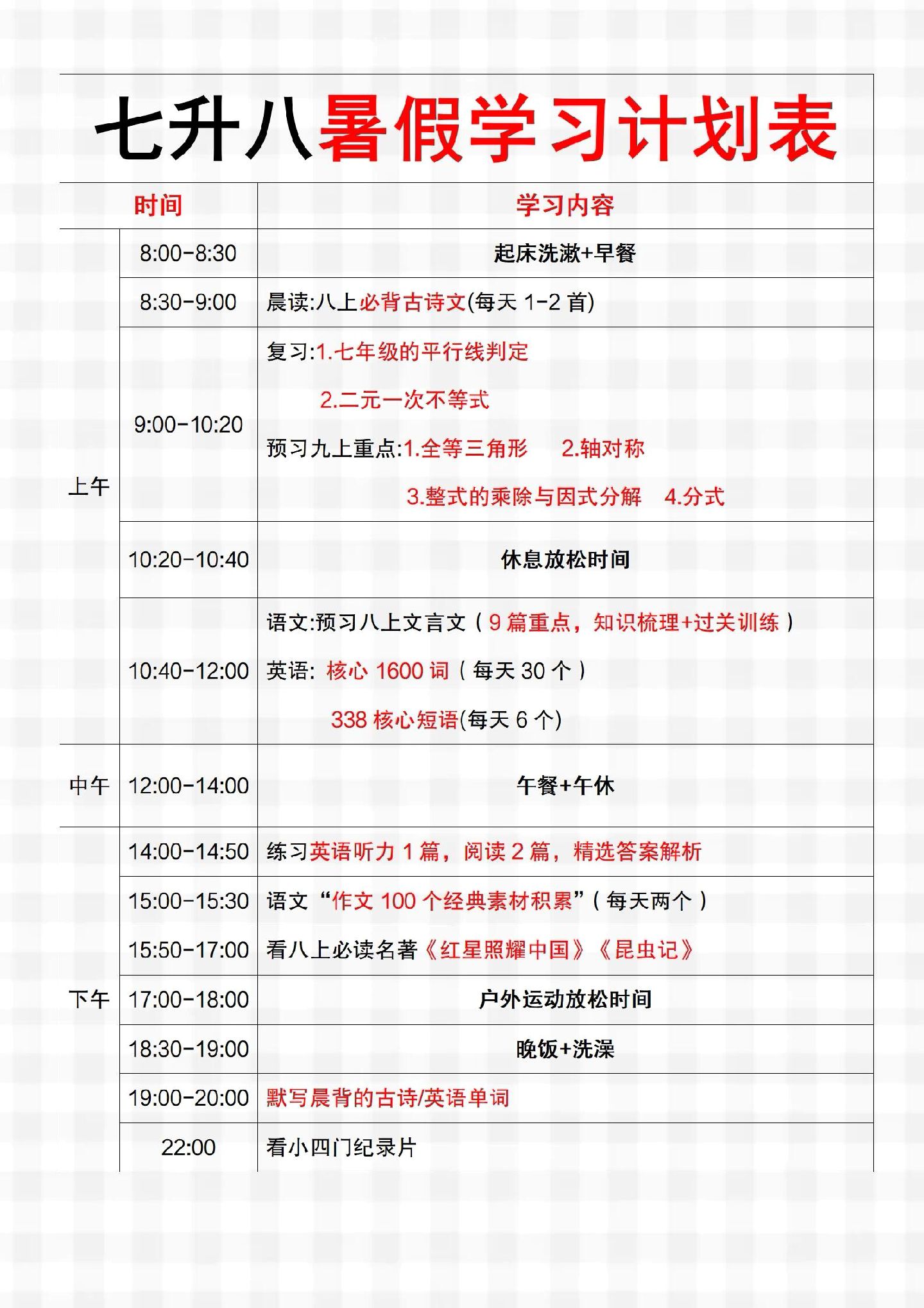 新学期规划！小升初资料，全年安排的简单介绍