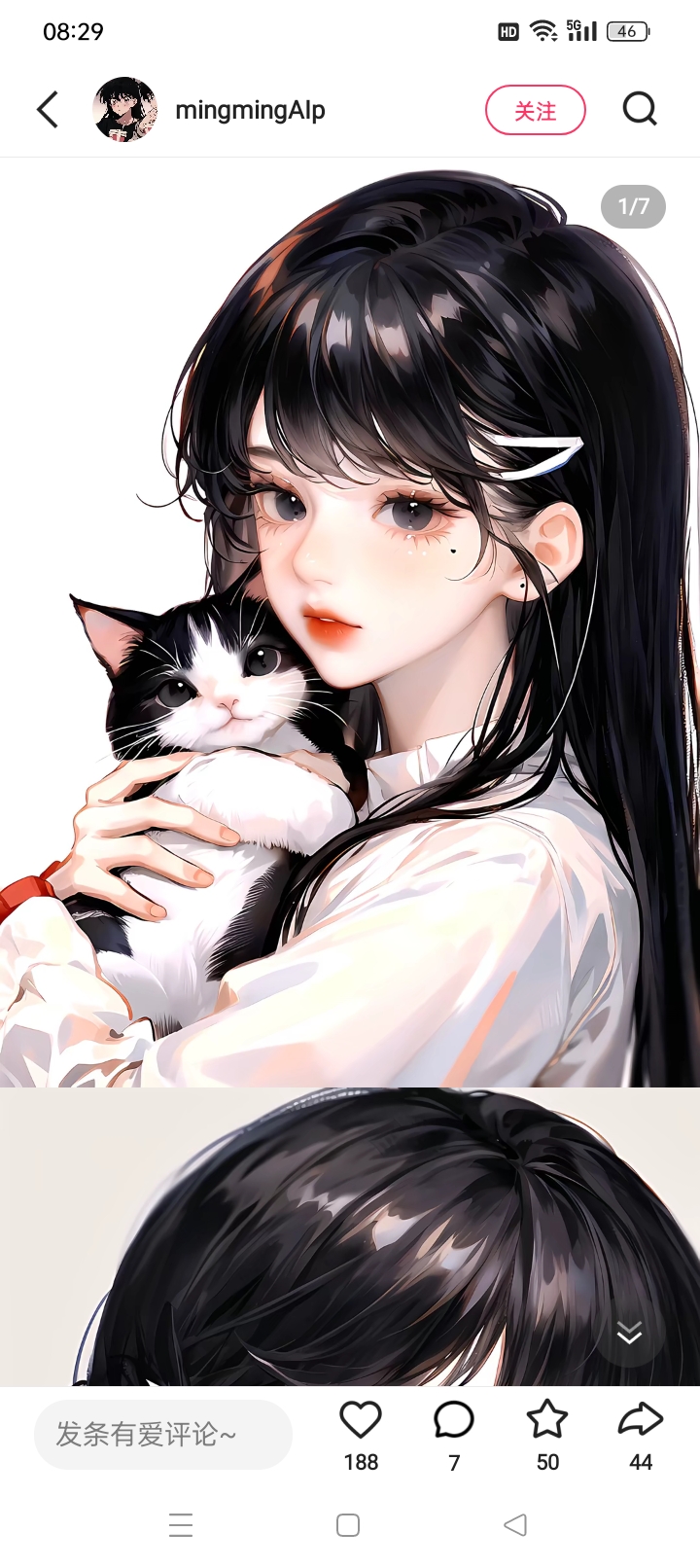 抱猫少女动漫电脑壁纸