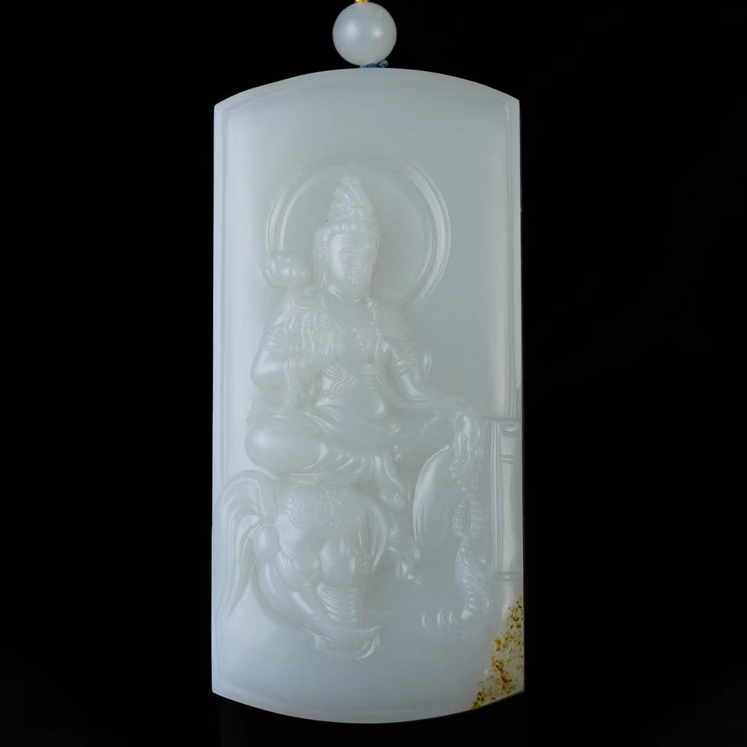 强子和田玉:〓籽料·普贤菩萨〓  80*37*16mm 120g  普贤菩萨,佛教中