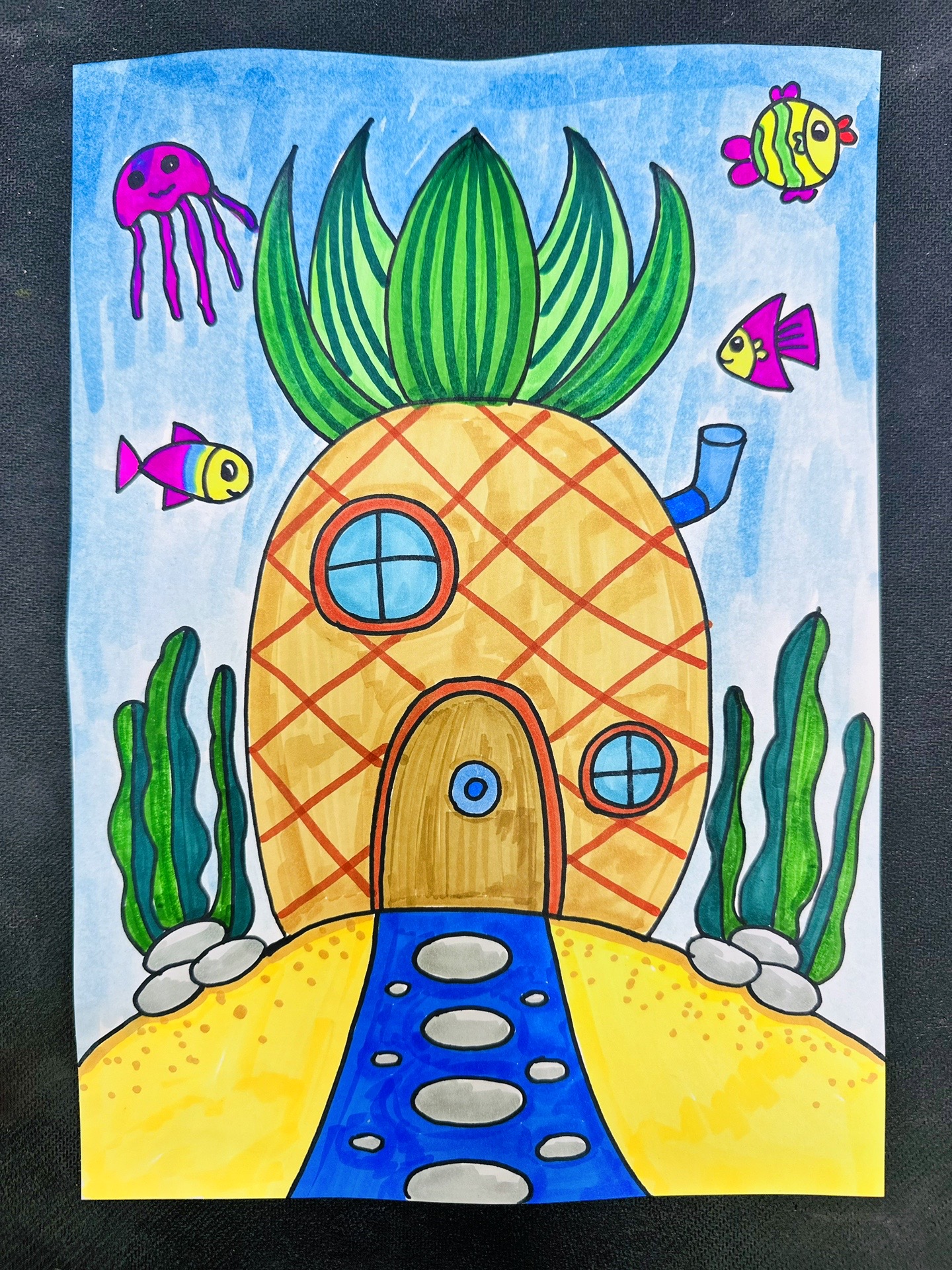 一幅小朋友都喜欢的创意画,动手学起来吧#房子简笔画 #一起学画画 #小