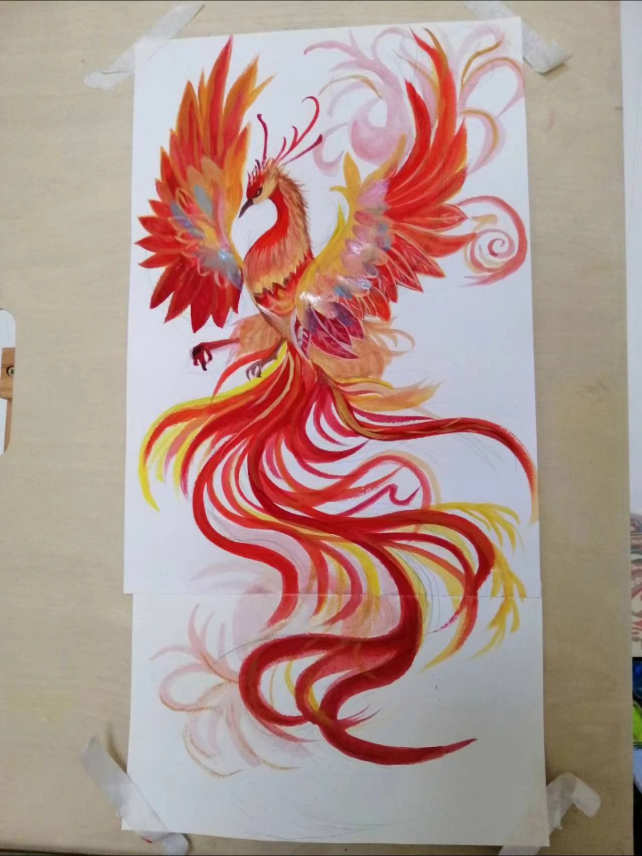 小时候画的凤凰图