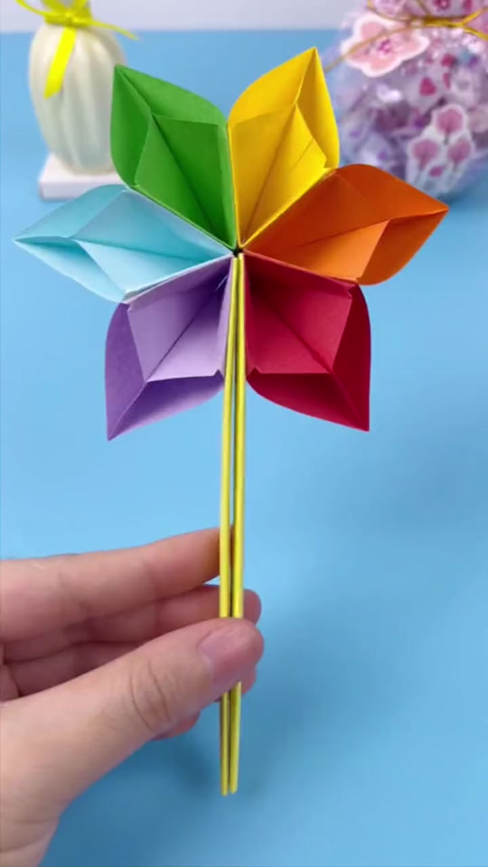 到车请故意折纸手工风车花