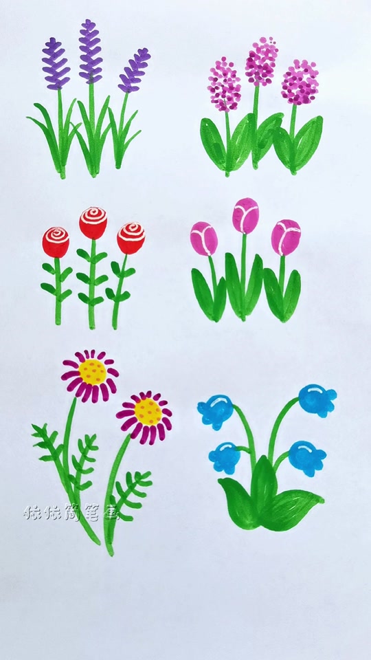 小花朵简笔画_小花朵简笔画彩色_草坪小花朵简笔画 - 抖音
