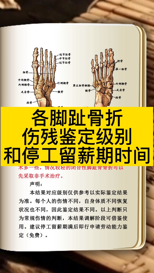脚趾最新评残标准1-10级明细 - 抖音